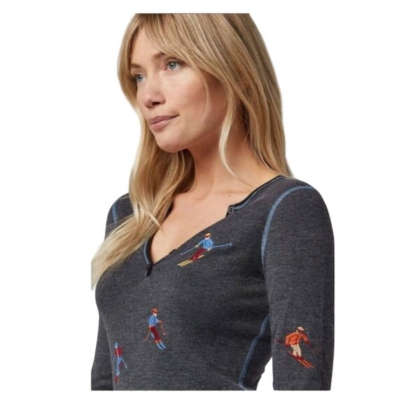 NWT Alp-N-Rock Slope Henley Ski Après Sweater Organic Embroidered Gray XS/S $198 - Picture 10 of 16